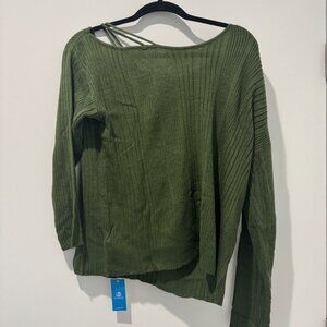 Cupshe Green Rib One-Shoulder Sweater